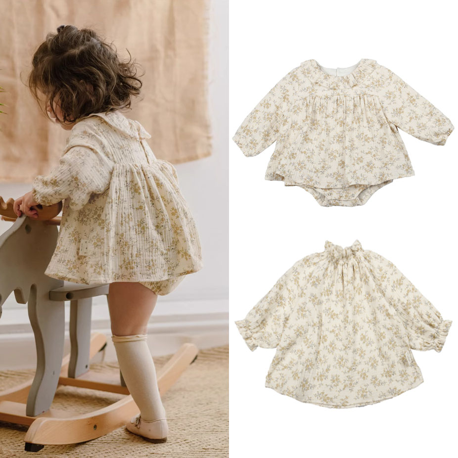 Baby Clothing Organic - فستان زهري للفتيات الصغار ، قطن
