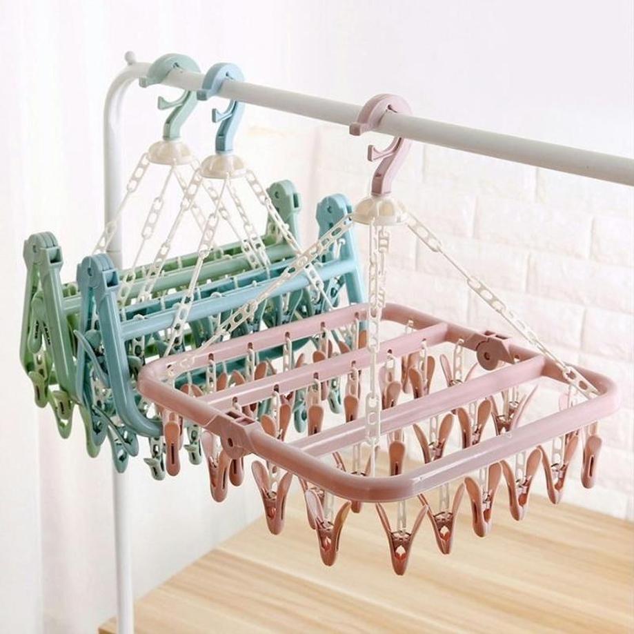 1 قطعة 32 مقاطع الملابس القابل - مراجعة Baby Clothing Hanging Rack وسعره